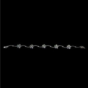 Platinum over 925 Silver Multi Gemstone with CZ Flower Bracelet - 7 in.